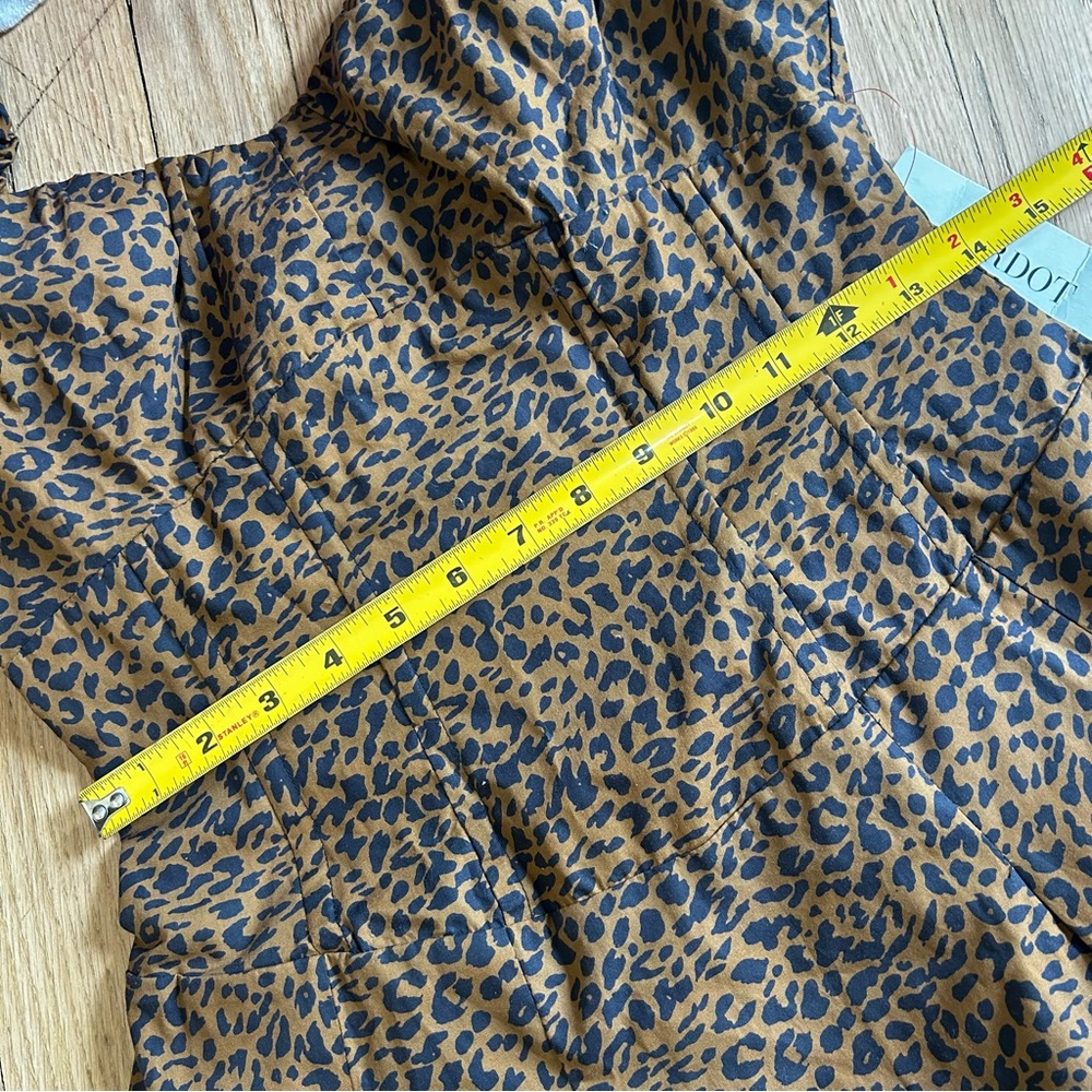Bardot leopard animal print skater dress medium long sleeve mini brown women’s - Picture 14 of 14